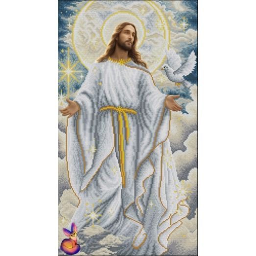 ФКч2-0125  Иисус в белом (фон зашивается). Схема для вышивки бисером ТМ Фокси