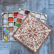 ОРГ-60160м. Двухярусный деревянный органайзер для бисера с крышкой.