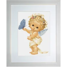 G368 Ангелочек с бабочкой. Набор для вышивки нитками Luca-s