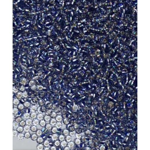 00308 Бисер прозрачный с синей полоской внутри Preciosa