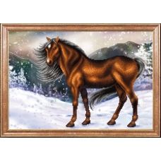 КС-061 Конь на снегу. Схема для вышивки бисером Магия Канвы
