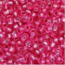 08277 Розовый с серебряной серединкой, прозрачный Бисер Preciosa