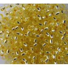08283 Бисер прозрачный, светлый жёлтый, серебряная серединка Бисер Preciosa