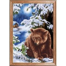 КС-100 Медведь под елкой. Схема для вышивки бисером Магия Канвы