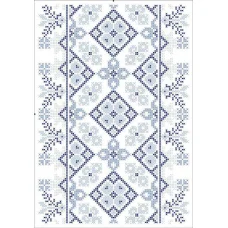 ФВС-134 Синий орнамент. Водорастворимый флизилин для вышивки. ТМ Княгиня Ольга