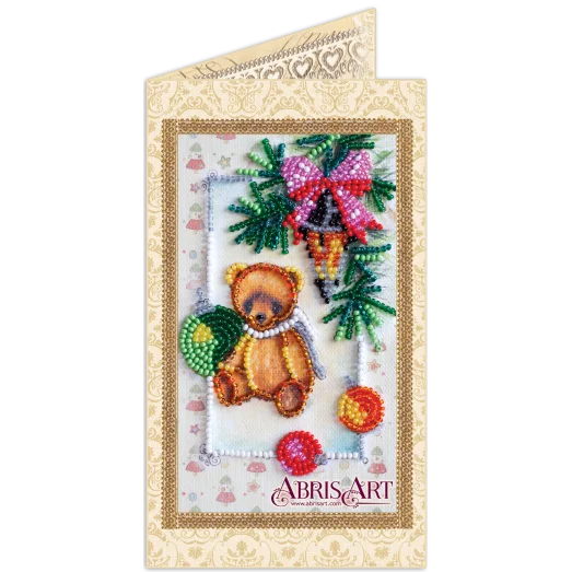 АО-104 Мишка Тедди. Набор-открытка для вышивки бисером Абрис Арт