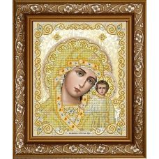 ЖС-4004 Пресвятая Богородица Казанская в жемчуге (золото). Схема для вышивки бисером Благовест