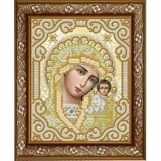ЖС-5004 Пресвятая Богородица Казанская в жемчуге (золото). Схема для вышивки бисером Благовест