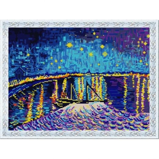 НИК-1398 Звездная ночь над Роной (Ван Гог)  Схема для вышивки бисером ТМ Конек