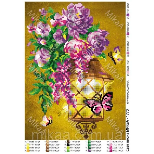 МИКА-1770 (А4) Свет пиона. Схема для вышивки бисером