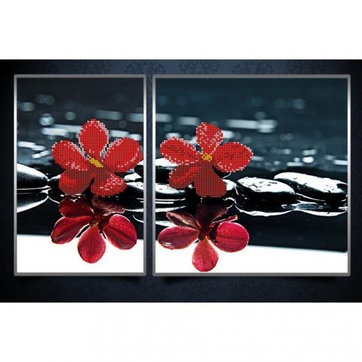 АР3-002 Красные орхидеи. Схема для вышивки бисером Астрочка