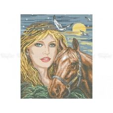 40-201 (40*60) Девушка с лошадью. Схема для вышивки бисером Бисерок