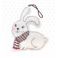 JK019 Набор Новогодняя игрушка Белый кролик для вышивки крестиком. Luca-s