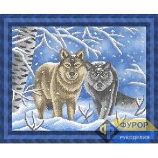 ФР-ЖБч3-150 Два волка в лесу зимой. Схема для вышивки бисером ТМ Фурор