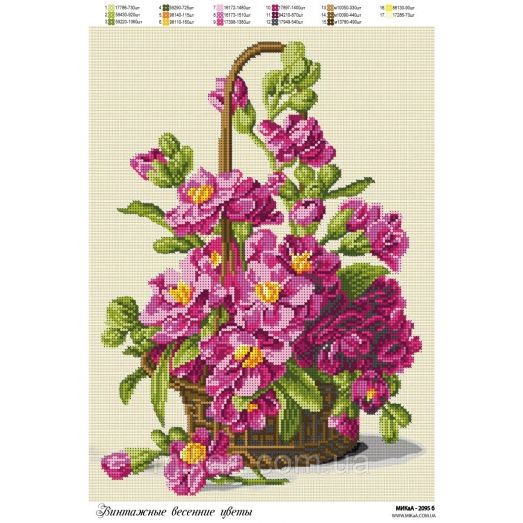 МИКА-2095б (А3) Винтажные весенние цветы. Схема для вышивки бисером