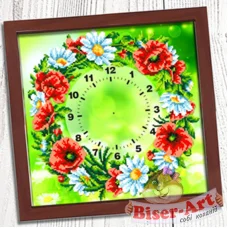 ВА-3030001 Часы Полевой венок. Схема для вышивки бисером БисерАрт