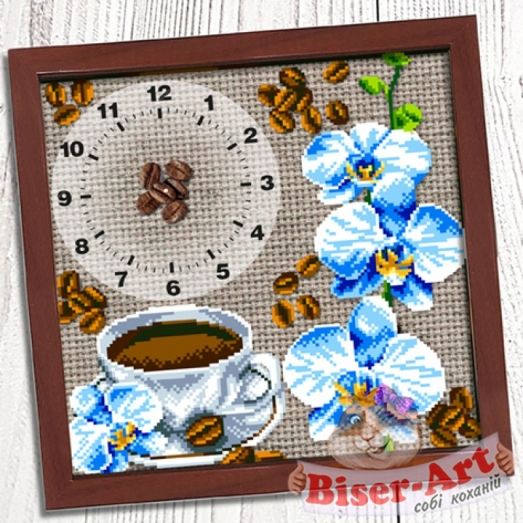 ВА-3030012 Часы Кофе и орхидея. Схема для вышивки бисером БисерАрт