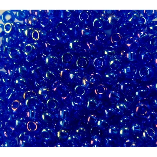 31080 Бисер прозрачный, синий, глазурированный, радужный