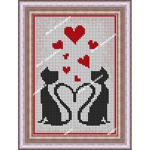 КР-032 Влюбленные коты. Схема для вышивки бисером. ТМ Фея Вышивки 