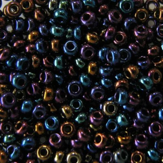 59205 Бисер Preciosa керамика тёмно-синий бензиновый радужный