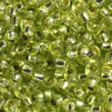 78153 Бисер Preciosa сольгель стеклянный светло-салатовый с серебрянным прокрасом
