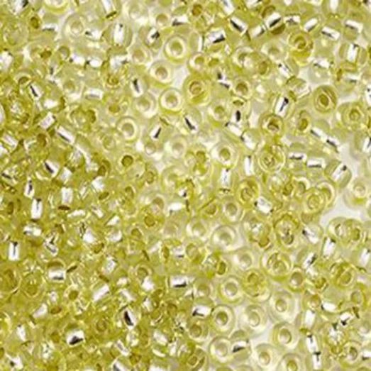 78253 Бисер Preciosa сольгель бледный стеклянный салатовый с серебрянным прокрасом