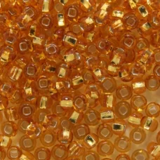 87069 Бисер Preciosa стеклянный жёлто-оранжевый с серебрянным прокрасом радужный