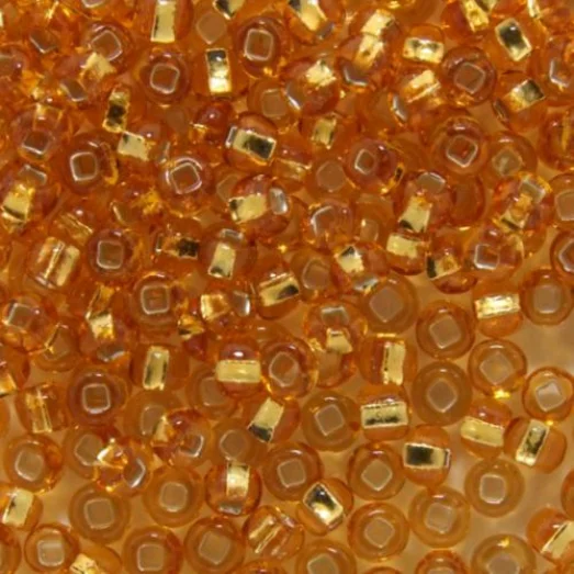 87069 Бисер Preciosa стеклянный жёлто-оранжевый с серебрянным прокрасом радужный