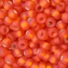 97050м Бисер Preciosa стеклянный матовый красно-оранжевый с серебрянным прокрасом