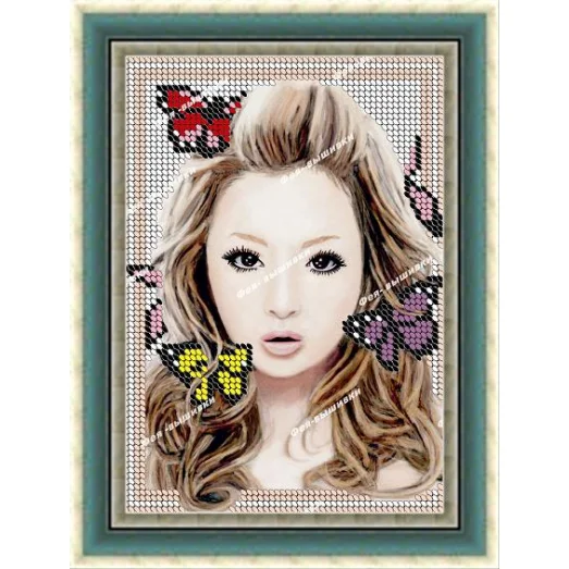 КР-037 Девушка и бабочки. Схема для вышивки бисером. ТМ Фея Вышивки