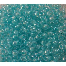 38155 Бисер прозрачный, бирюзовый внутренний окрас