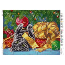 МИКА-1119 (А3) Новогодняя кошечка. Схема для вышивки бисером