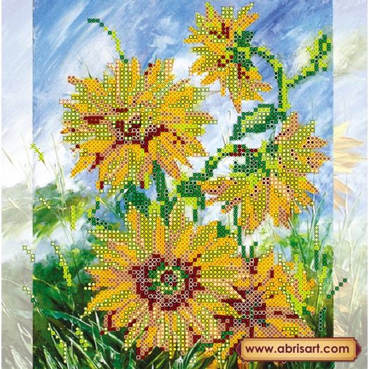 АС-089 Солнечные цветы. Схема для вышивки бисером на холсте. АбрисАрт