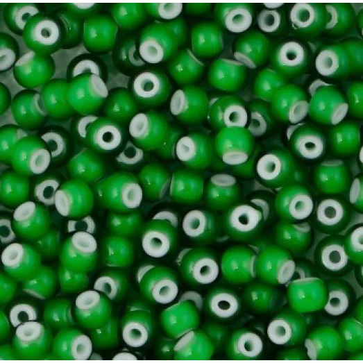 53712 Бисер Preciosa зеленый с белой серединой