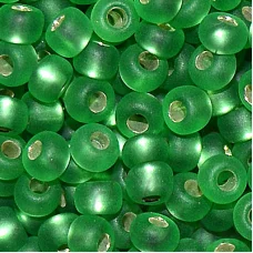 57100м Бисер Preciosa стеклянный светло-зелёный матовый с серебрянным прокрасом