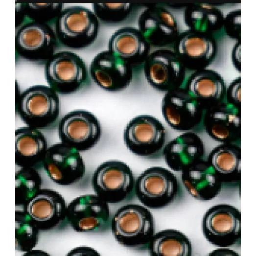 59150 Бисер Preciosa зеленый с оранжевой серединкой внутри