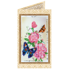 АО-130 Цветы и бабочки. Набор-открытка для вышивки бисером Абрис Арт