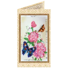 АО-130 Цветы и бабочки. Набор-открытка для вышивки бисером Абрис Арт