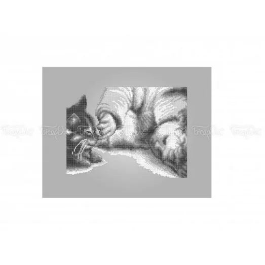 ЧВ-5192-С Младенец с котенком (серый фон). Схема для вышивки бисером. Бисерок