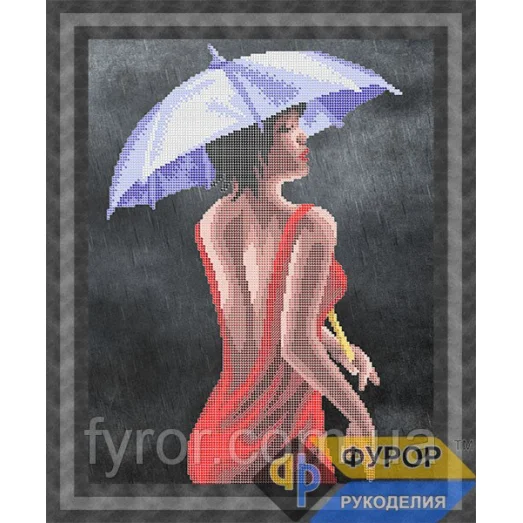 ФР-ЛБч3-047 Девушка под зонтиком. Схема для вышивки бисером ТМ Фурор Рукоделия