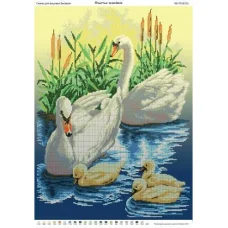 ЧВ-7019 Лебеди в пруду. Схема для вышивки бисером. Бисерок 