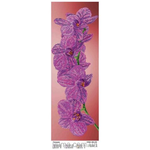 ЮМА-364-Р5 Орхидеи фон красный. Схема для вышивки бисером  