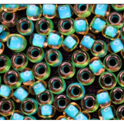 80836 Бисер Preciosa прозрачный желтый с синей серединкой