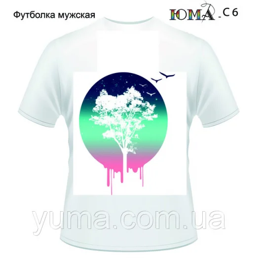 ЮМА-С-006 Мужская футболка с рисунком Дерево жизни для вышивки
