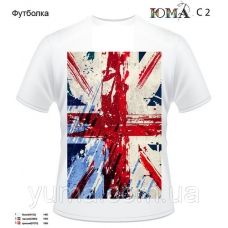 ЮМА-С-002 Мужская футболка с рисунком Флаг Великобритании для вышивки 