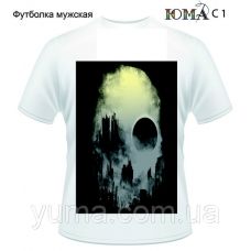 ЮМА-С-001 Мужская футболка с рисунком Город во тьме для вышивки 