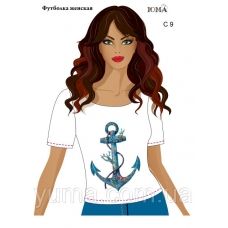 ЮМА-С-009 Женская футболка c рисунком Якорь для вышивки 