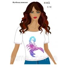 ЮМА-С-010 Женская футболка c рисунком Скорпион (Знаки зодиака) для вышивки 