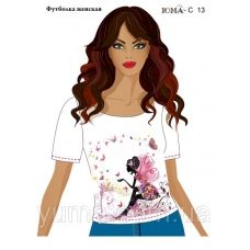ЮМА-С-013 Женская футболка c рисунком Фея цветов для вышивки 
