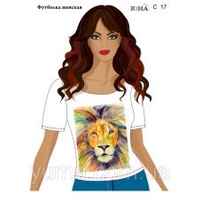 ЮМА-С-017 Женская футболка c рисунком Львиная грива для вышивки 